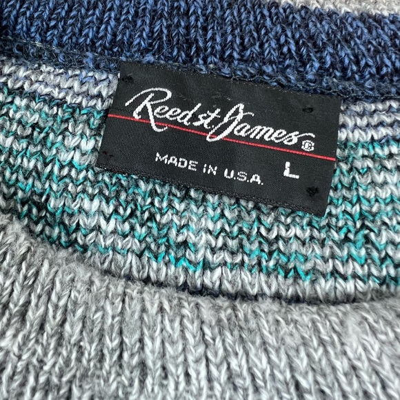 Vintage Reed St James Aztec Print Pullover Knit Sweater Size L Made in USA - Picture 5 of 5